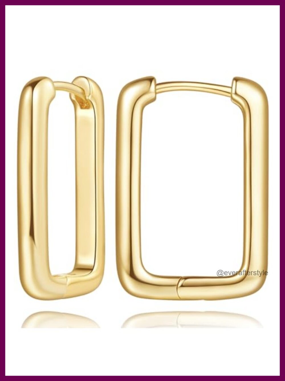 14K Gold Plated Square Hoop Earrings for Women 24mm Screw Back